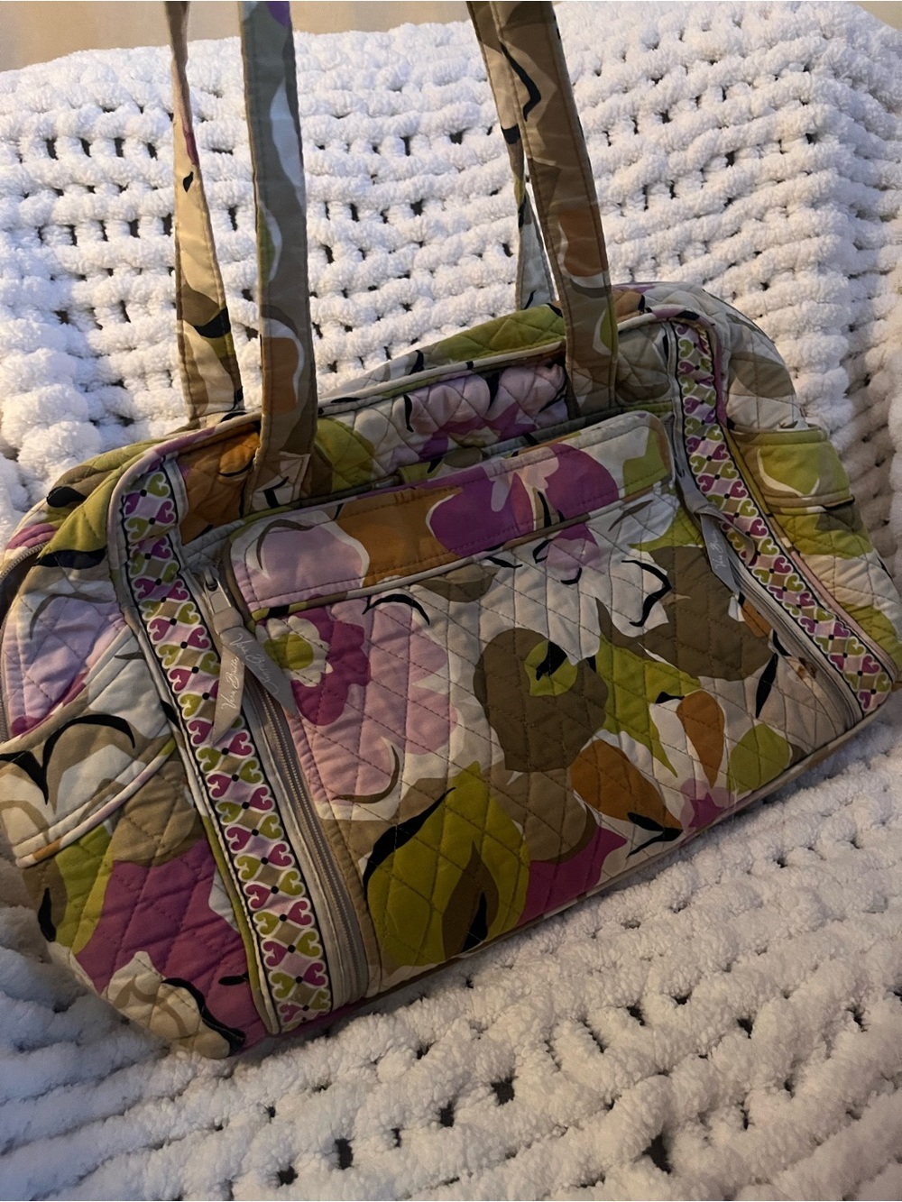 Vera Bradley Quilted Floral Weekender Bag in Purple, Green, Tan